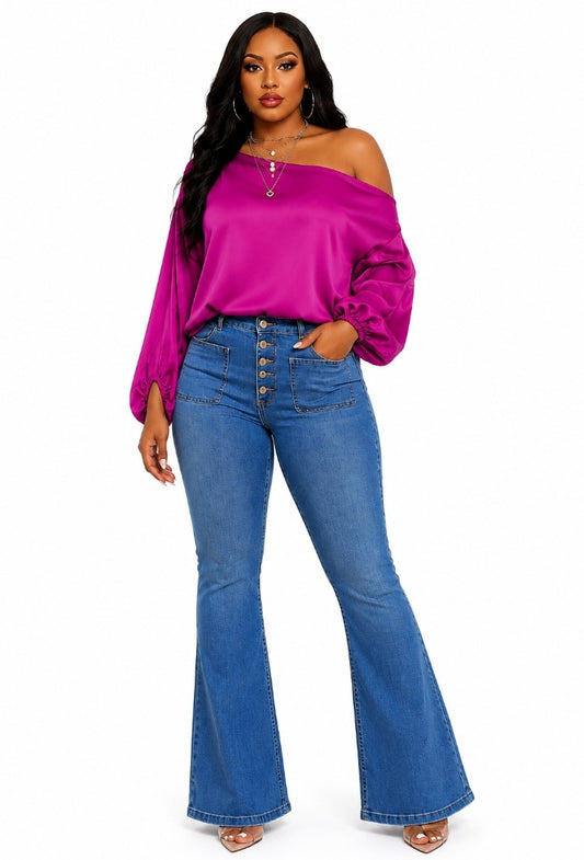 Fuchsia Drift Off The Shoulder Blouse