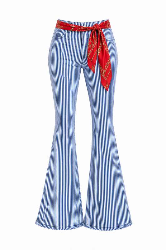 Her Statement Jeans, Pin Stripe Bell Bottoms
